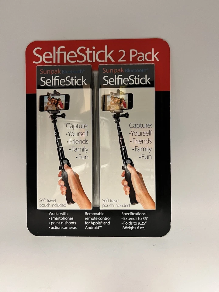 Sunpak Selfie Stick Bluetooth SOFT POUCH INLCUDED 2-PACK (NIB) - Image 2 of 4