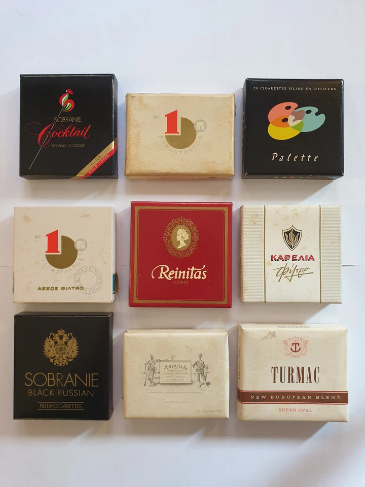 LOTTO DI 9 RARI PACCHETTI SIGARETTE VUOTI VINTAGE ANNI 70/80 FORMATO DA 20 LARGE - Immagine 2 di 4