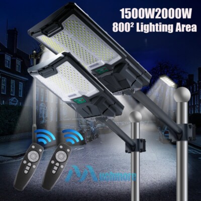 Outdoor Commercial 2000W LED Solar Street Light Dusk-Dawn 800㎡ Area Road Lamp 
