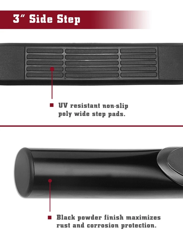 For 2003-2011 Honda Element 3" Black Side Step Rails Nerf Bars Running Boards Foto 3 de 4