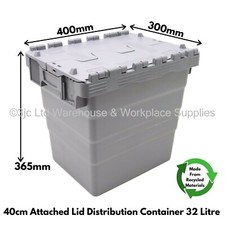Heavy Duty Plastic Storage Box Boxes With Folding Attached Lids Choice 4 Sizes