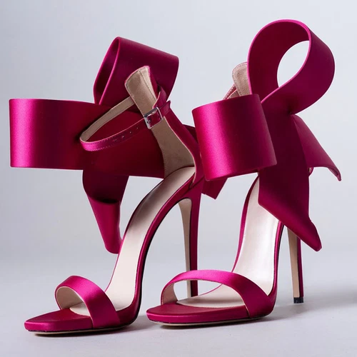 Trend Women's Sandals Big Bowtie Decroted Ladies High Heels Bridal Shoes - Foto 9 di 20