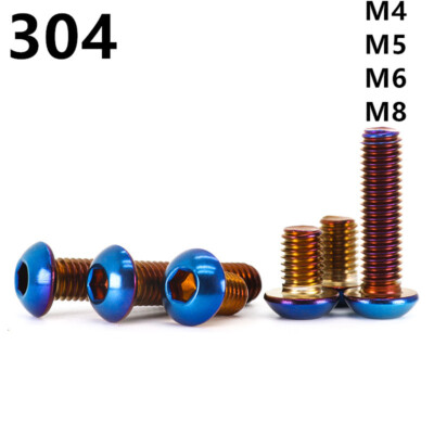 304SS Hex Socket Button Head Screws Plate Titanium Motorcycle Refitting M4-M8