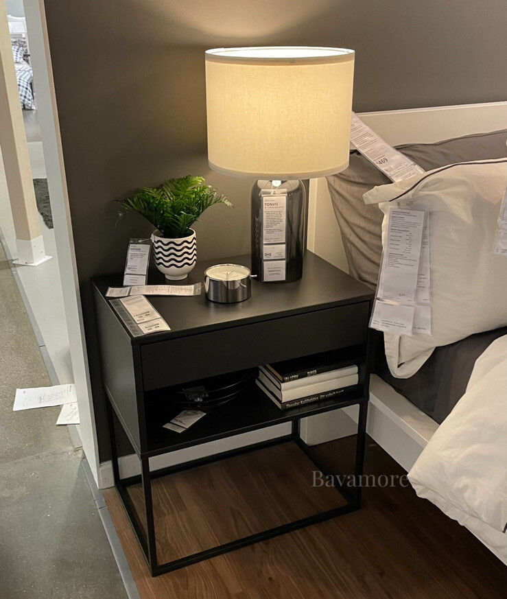 IKEA VIKHAMMER Nightstand, Black 23⅝"x15⅜" BRAND NEW eBay