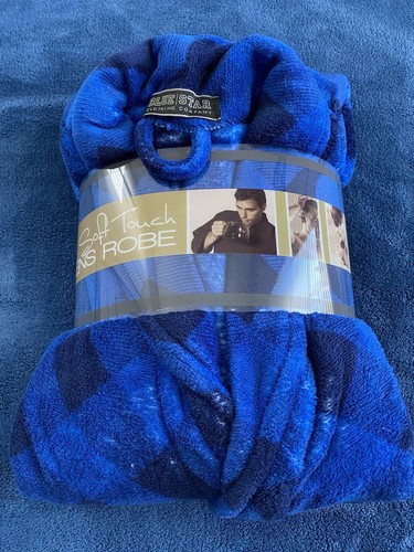 Blue Star Herren Einheitsgröße blau Büffel Karo Soft Touch Morgenmantel Neu mit Etikett - Bild 1 von 5