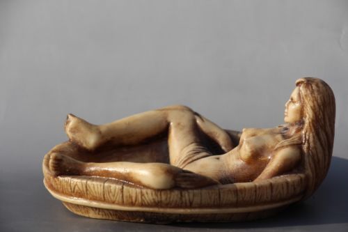 Chinese Handwork Carving Bath Ashtray Statue - Afbeelding 1 van 3