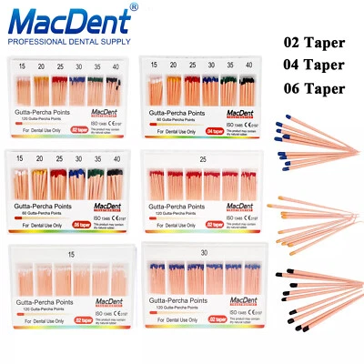 Dental Endodontic Gutta Percha Points Taper 0.02/0.04/0.06 15#-40# MacDent