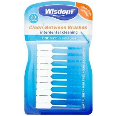 Wisdom Clean Between Interdental Brush - Fine Blue - 20 Brushes Per Pack