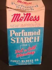Vintage NEW IMPROVED Laundry Starch in Box McNESS 3/4 Full FREEPORT ILLINOIS