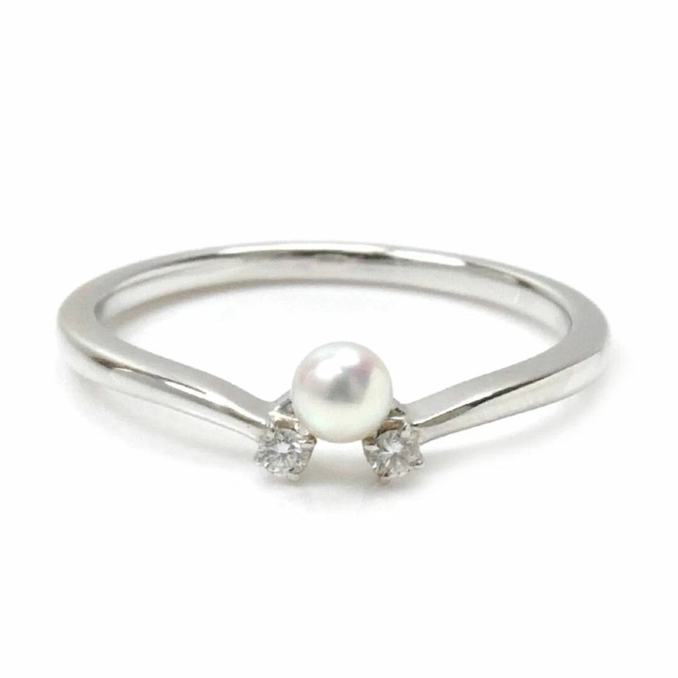 MIKIMOTO K18WG White Gold Ring & Akoya Pearl About 3.3mm Diamond Used KOER-0 - Image 3 of 4