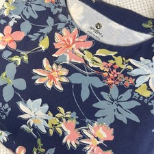 Spartina 449 Navy Floral Print Dress Fringe Trim 3/4 Sleeve Size XXL