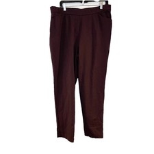 J Jill Ponte Knit Slim Leg Pants Size L Dark Purple Pockets Elastic Waist PullOn