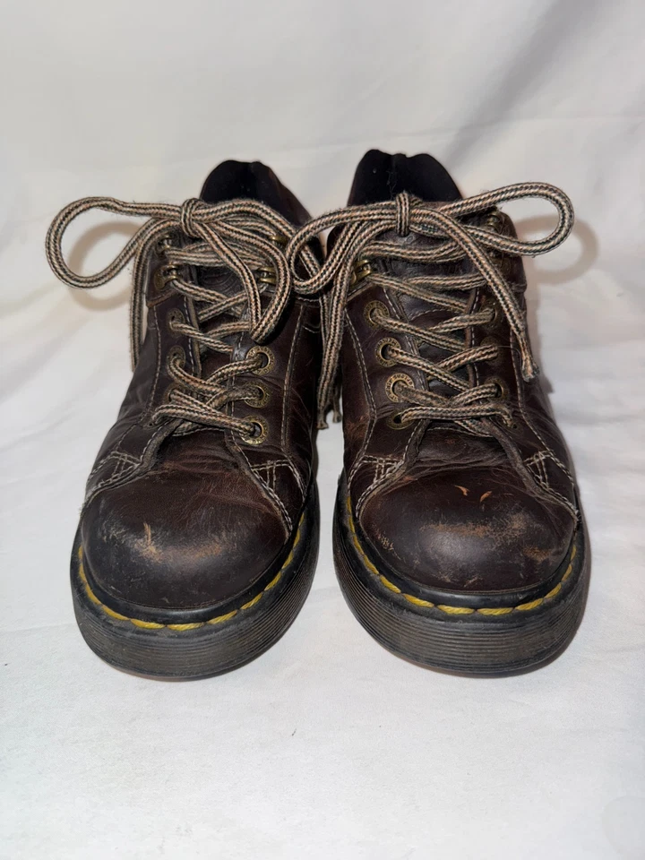 Vintage Dr. Martens 9861 Women's Oxford 6 Brown Leather Lace Up Chunky Shoes - Image 2 of 4