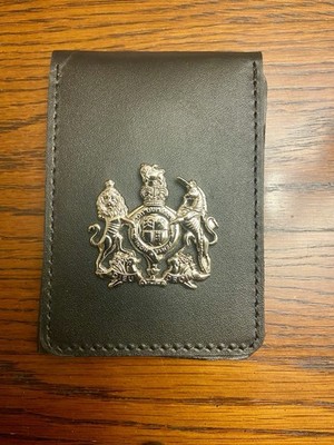 James Bond - Secret Service Mi5 Mi6 Agent Leather Holder + UK Badge Silver