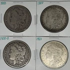 1883 1887 1900-O 1921 Morgan Dollar Lot of 4