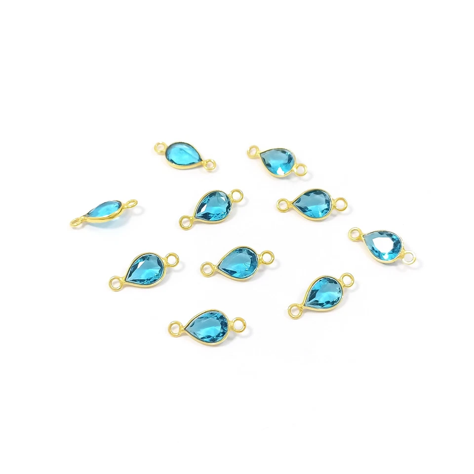 Conector bisel de cuarzo topacio azul 6x8 mm forma de pera diciembre piedra de nacimiento encanto Foto 2 de 4