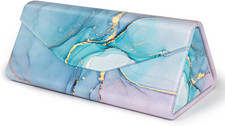 Sunglasses Case, Foldable Glasses Case, Magnetic PU Leather Hard Shell Folding E