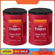 2 Pack Folgers Classic Roast Ground Coffee, Medium Roast, 40.3 oz Canister