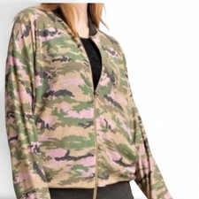 Soft Lightweight Camo Bomber Jacket, Women s Size M