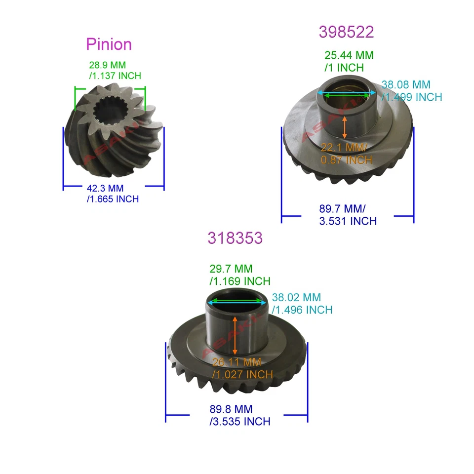 For OMC Johnson Evinrude 40-65HP Gear Forward & Pinion 0398522 + Reverse 0318353 - Image 3 of 4