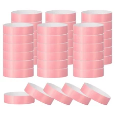 200 Pack Paper Wristbands for Events, Neon Party Concert Wrist Bands Pink