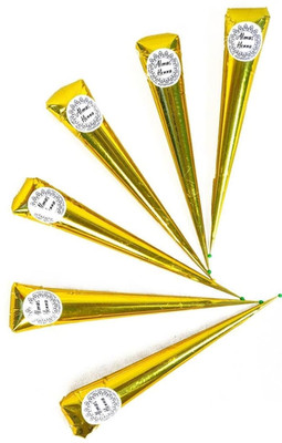 Almas Henna Cones for Women 6 Pack 100% Natural Ready to Use Henna Tubes Paste H