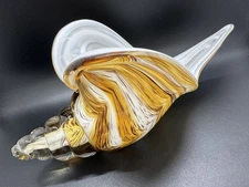 Dynasty Gallery Art Glass Conch Shell Gold Brown White Seashell San Francisco 9”