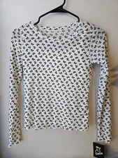 Art Class Girls L 10/12 Floral Mesh Layered Long Sleeve Top White/Black – NWT