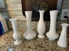 Vintage Milk Glass  Set Of 5 Vases Assorted Brands/sizes. No Chips Or Cracks.