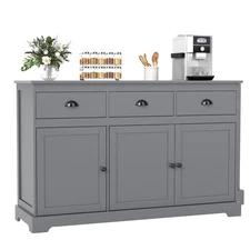 3 Drawers Sideboard Buffet Cabinet Console Table Kitchen Storage Cupboard Gray