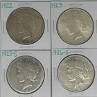 1922 1923 1923-S 1926-S Peace Dollar Lot of 4 (715)