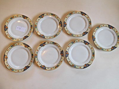 TK THUN CZECHOSLOVAKIA 7pc (Bowl) Saucers FLOWERS &GOLD, BOHEMIA PORCELAIN Savoy