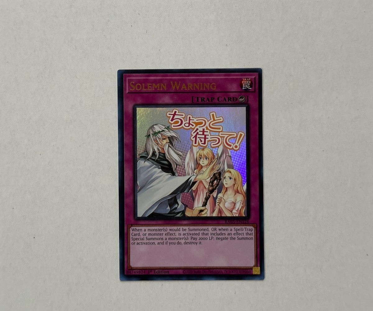 YuGiOh! Solemn Warning RA05-EN126 STAMPED ART Rarity Collection