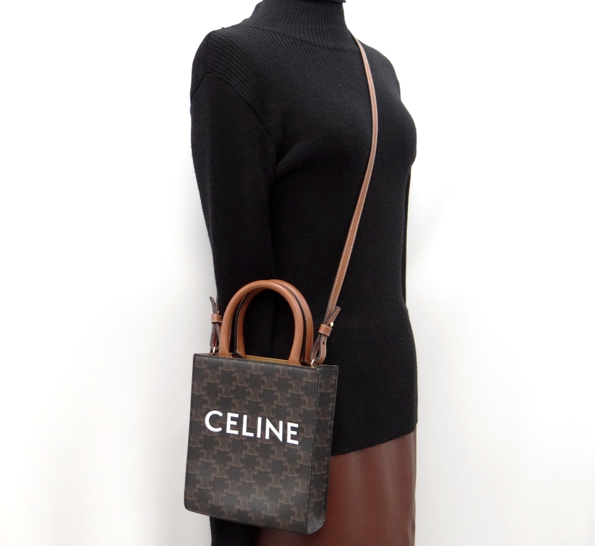 CELINE Mini Vertical Cabas Hand Shoulder Crossbody Bag Triomphe