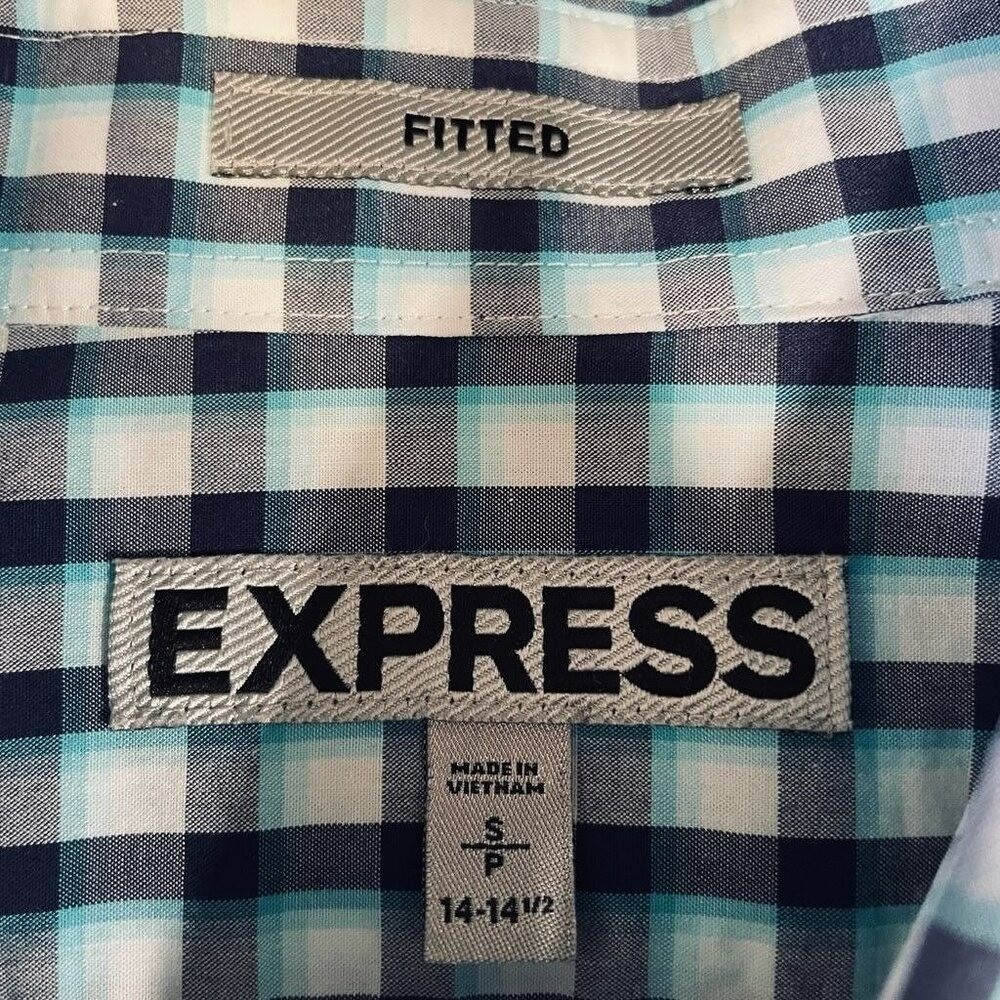 Express Fitted Checkered Button Down Shirt Mens S… - image 4