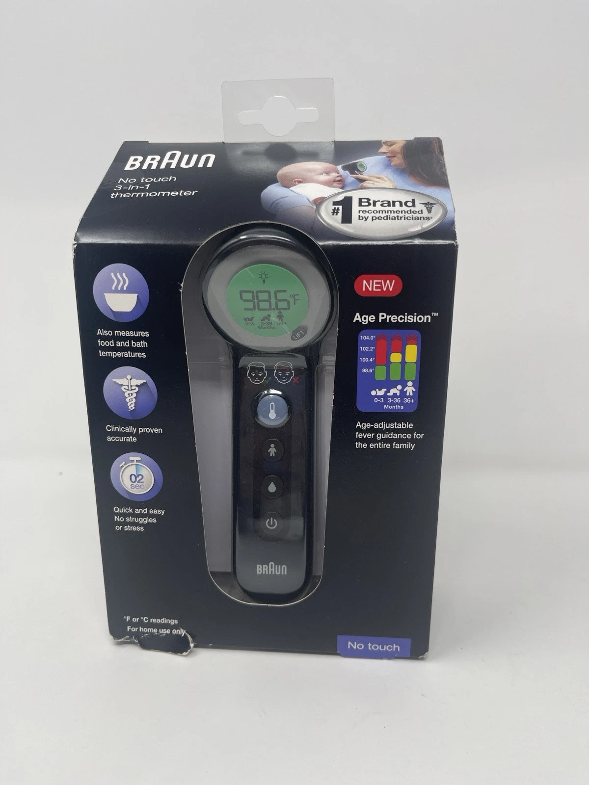 Braun 3-in-1 No Touch BNT400BUS Forehead Thermometer With Age Precision Black
Opens in a new window 