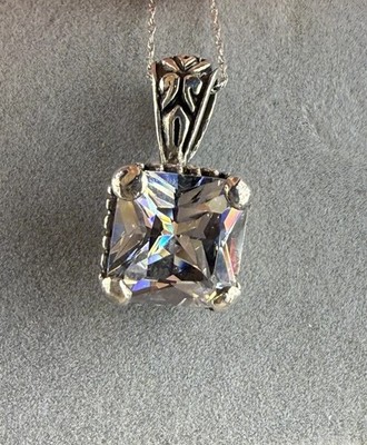 Gorgeous Stunning Sterling Silver Large Stone Western Scroll Pendant 