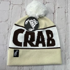 NWT Crab Grab Pom Beanie “coffee Cream” Color Knit Hat 
