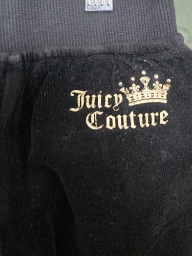 Juicy Couture Velour Track Pants Girl's Size 5 Black Gold Logo - Picture 3 of 4
