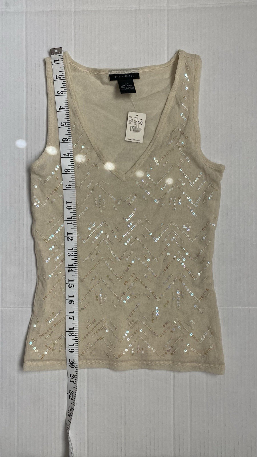 Express Women's Sleeveless Ivory Sequins Tank Top Size XS NWT