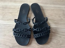 HERMES Black Sandals Chaine D'Uncre
