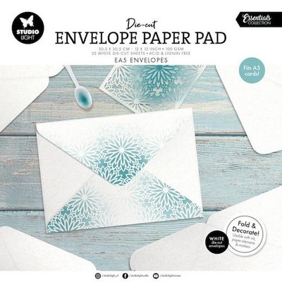 Studio Light Blanko Weiß Umschlag Papier Block 25 Stück - A5+