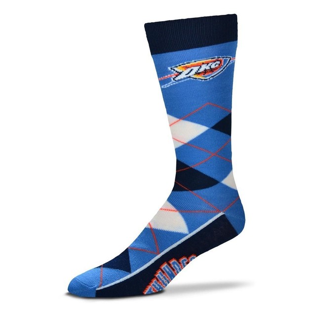 Oklahoma City Thunder Men's Crew Socks Large Size 10 to 13 Argyle