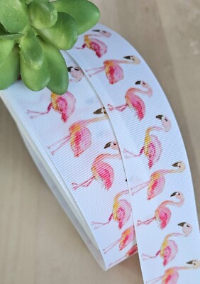 5/8, 7/8 & 1.5'' (1 YD) Pink Flamingo Grosgrain Ribbon Tropical Bird Craft Wreath