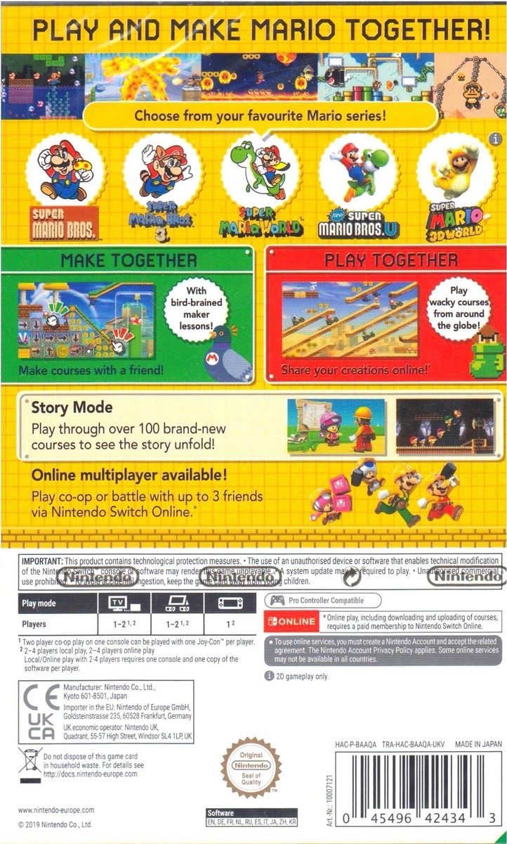 Super Mario Maker Nintendo Switch Neu OVP 45496424343|