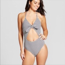 Black  white gingham   swimsuit