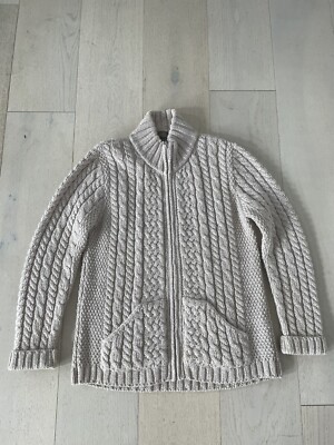 Inis Crafts Merino Wool Fisherman Cable Knit Sweater Size M   Made In Ireland