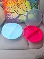 2 Wee Sprout Silicone Baby Child Dishes 3 Divided Sections With Lids Free Ship