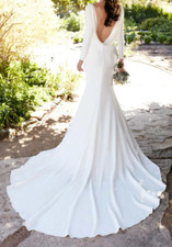 Martina Liana 791 Wedding Dress 10 Ivory Crepe Long Sleeves Buttons Open Back