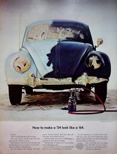 1964 Volkswagen Bug - Vintage 1963 Print Ad - Make a 54 look like 64 - Wall Art